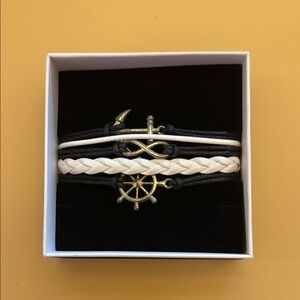 Ashley Bridget New Nautical Charm Bracelet Set in Black and White